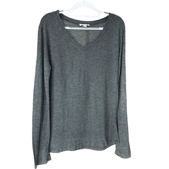 Zenana Outfitters Women's Everyday V-Neck Long Sleeve Lightweight Tee Gray Large - Picture 1 of 10